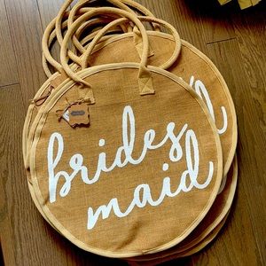 Mudpie Bridesmaid Jute Round Tote Bag (5 sold as 1)
